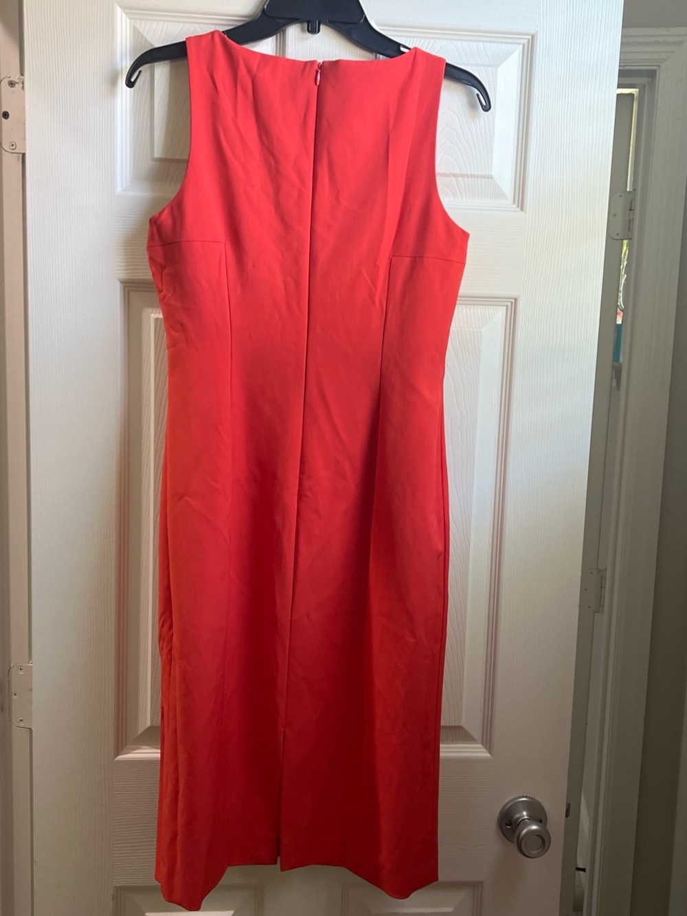 ANTONIO MELANI Coral Red/Orange Sleeveless Midi Sheath Dress